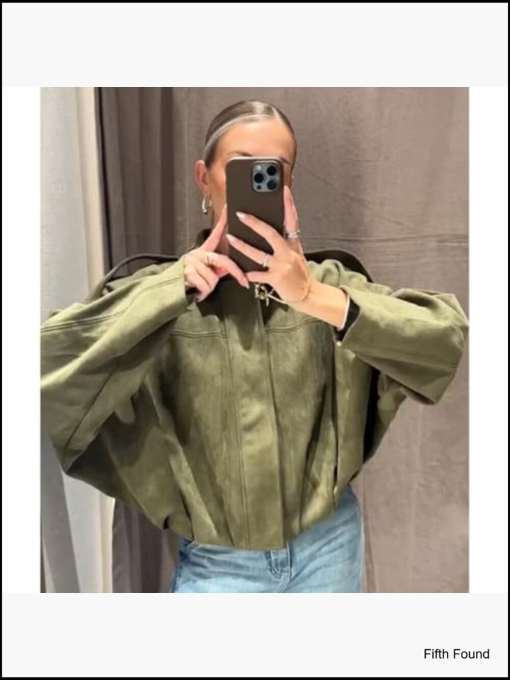 Faux Suede Bomber Jacket Oversized Pilot Coat Lapel Zip Up Streetwear Outerwear - Picture 2 of 7